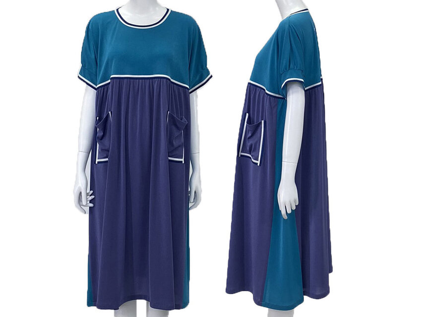 【滋 SHIGERU】リラックスドレス（ソアロンデニット多色テープ使い）　フリーサイズ