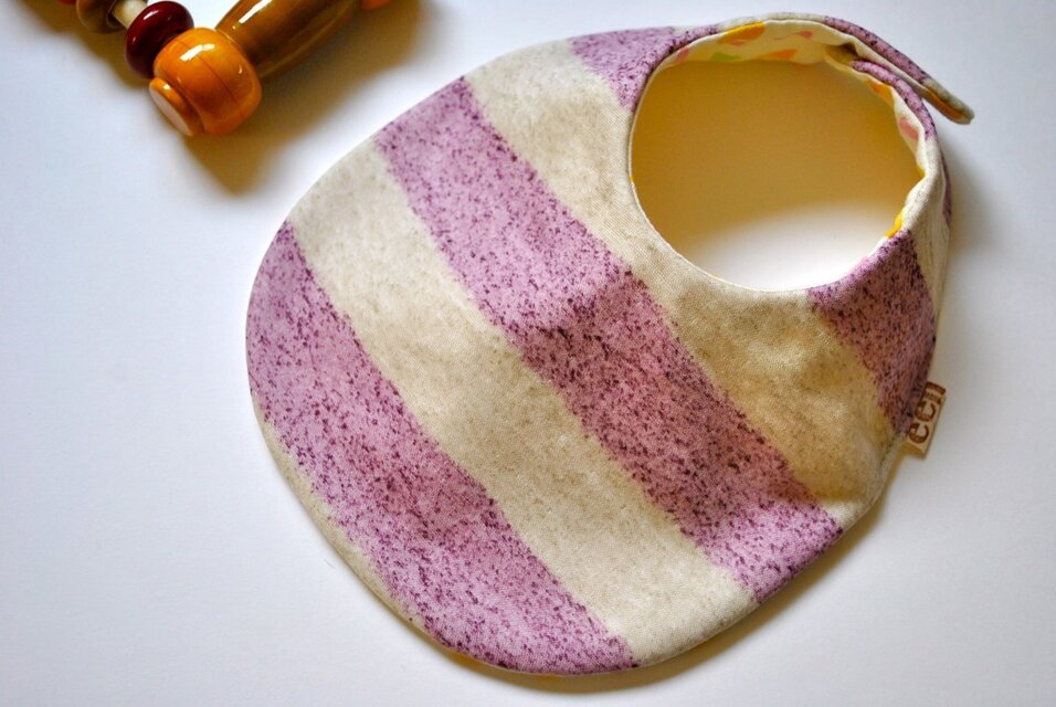 しっかりボーダー♥ベビースタイ（グレープ）