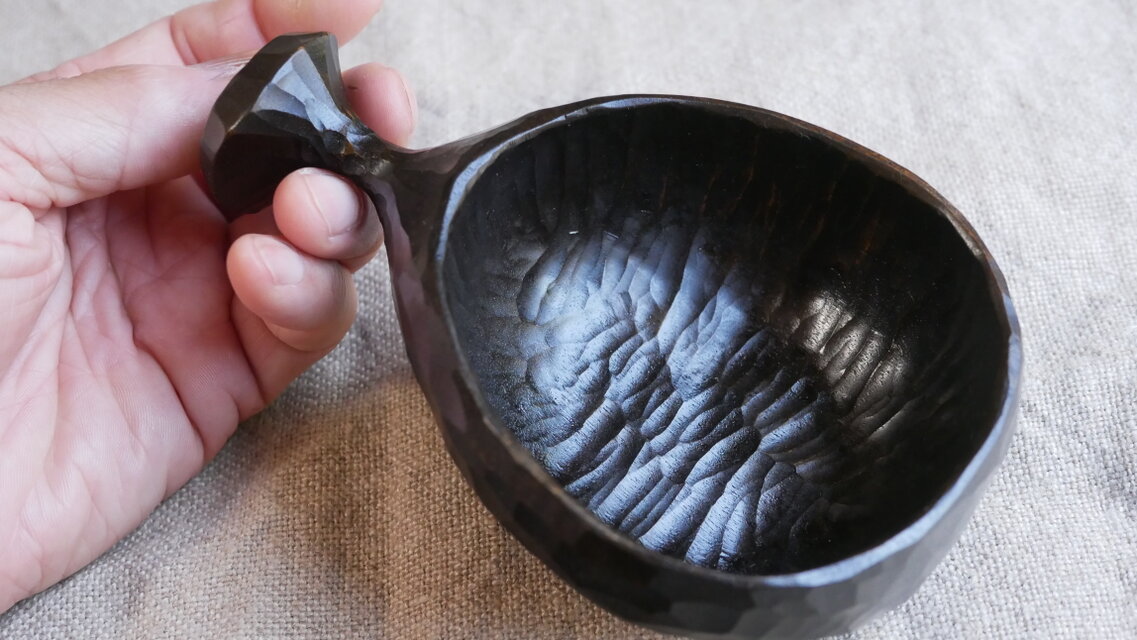 【オーダー製作〜翌月納品】マグカップ（ククサ）200 黒拭き漆 #0326