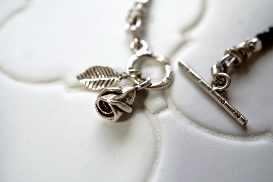 ブラックスピネルとシルバービーズブレスレット（C）