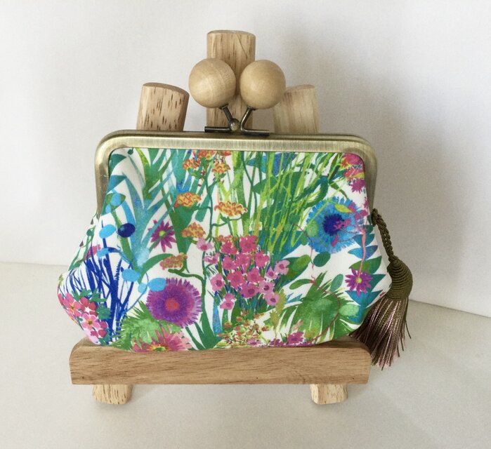 レア　リバティ　トレスコ　木玉親子がま口ミニ財布　