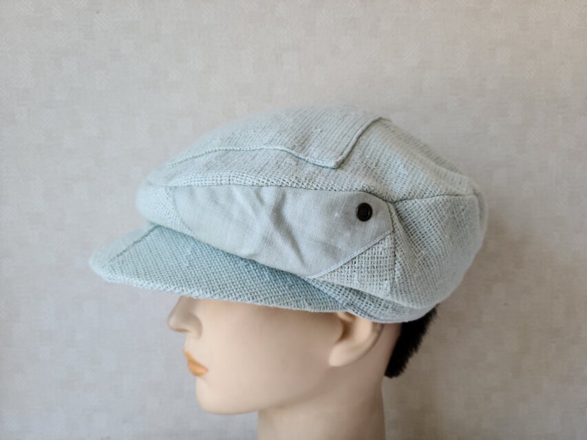 魅せる帽子☆天然素材が嬉しい♪コットンリネンのハンチング風キャスケット～ミントグリーン