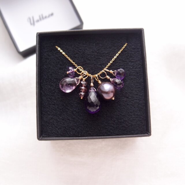 【K14gf】７チャームネックレスセット Purple