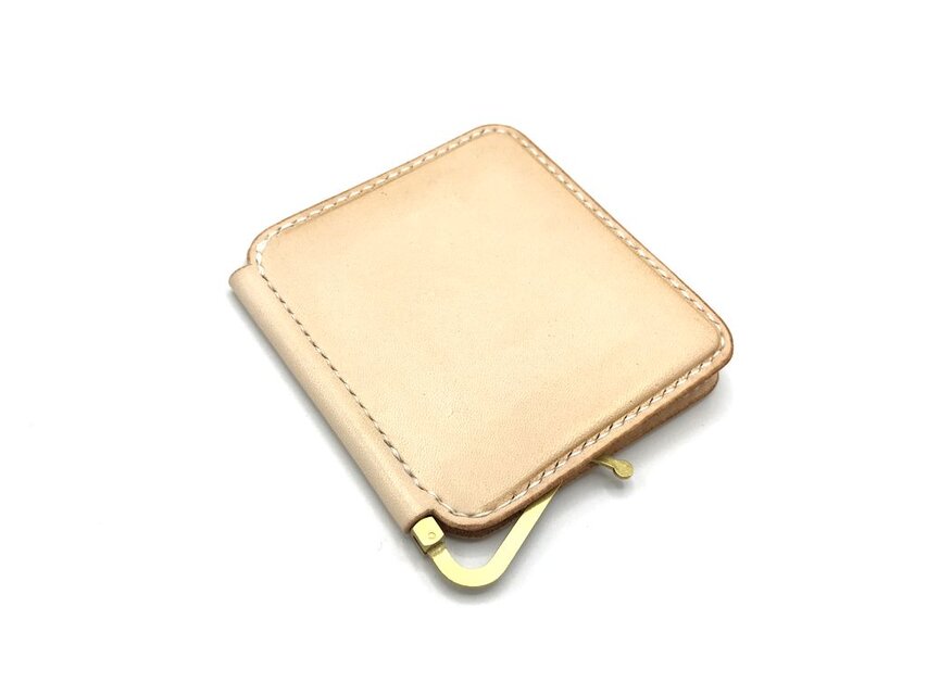 マネークリップver.3/札ばさみ　ヌメ革：ナチュラル【選べるステッチカラー】(r107)