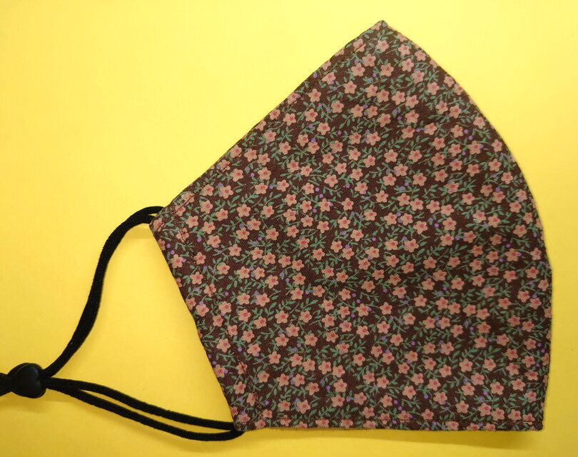 ブラウン♪小花柄☆立体マスク