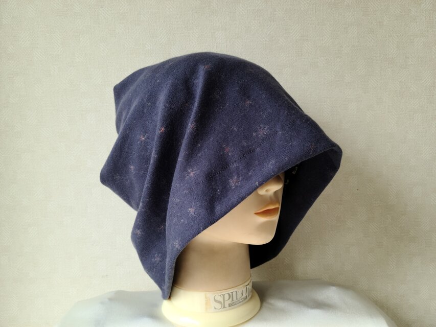 魅せる帽子☆【受注製作】かなり大きめ♪ゆるゆる!自遊自在な頭巾風ワッチ～グレー:ケア帽子