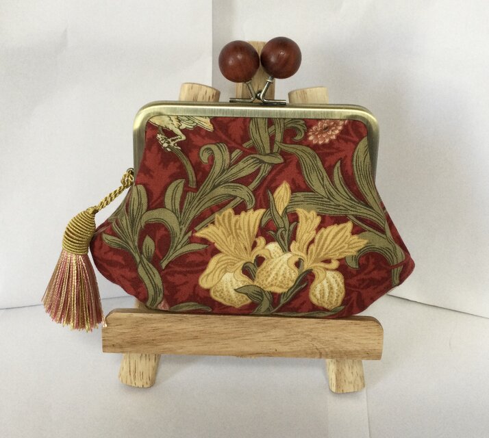 ウイリアムモリス　アイリス　木玉親子がま口ミニ財布　