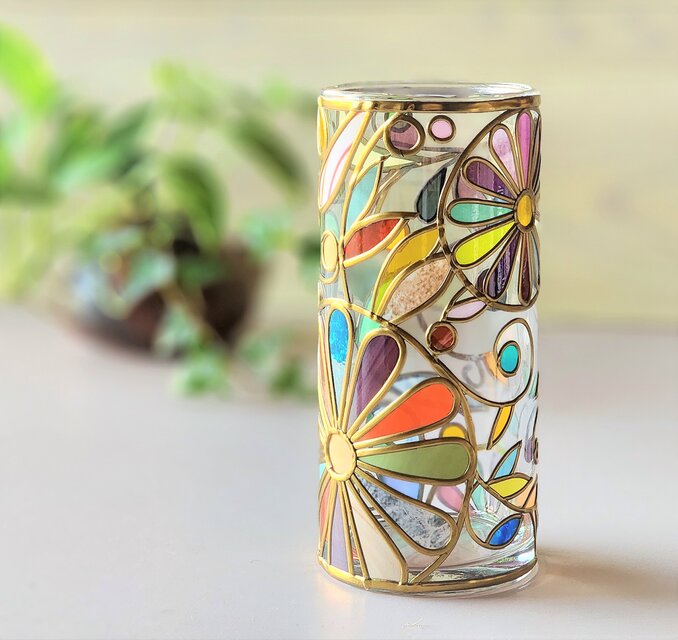 受注★『エルフの園Gold☆春・夏・秋・冬』グラスアート花瓶