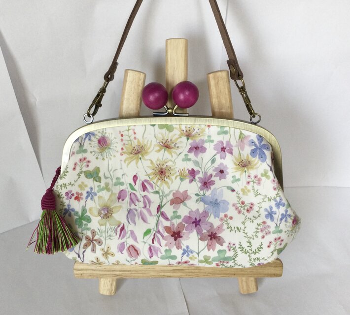 リバティ　アンバースポジー　木玉親子がま口長財布バッグ　