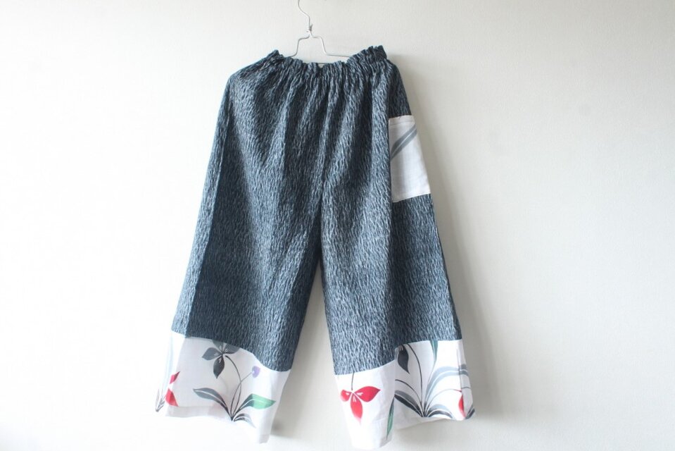 ☆浴衣ガウチョパンツ☆裾パッチワーク♪