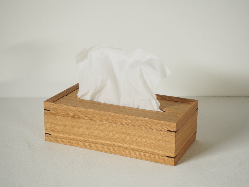 木のティッシュケース　タモ材