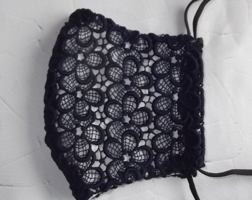 紺のケミカルレースの立体マスク