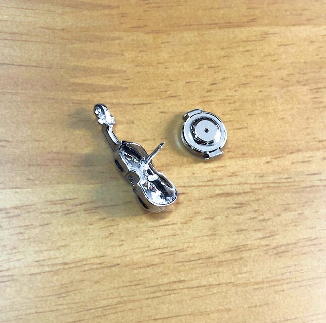 銀製【バイオリン】シルバー音楽ピンバッジ ヴァイオリン Violin Pins