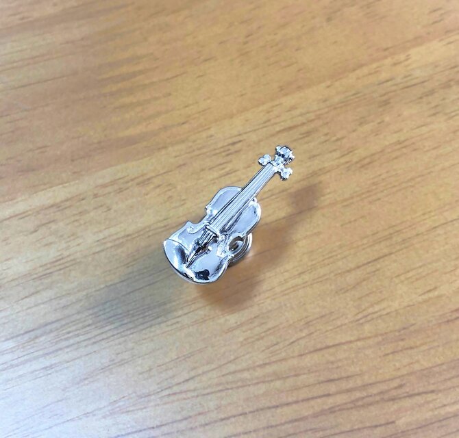銀製【ビオラ】シルバー音楽ピンバッジ ヴィオラ Viola Pins ケース付