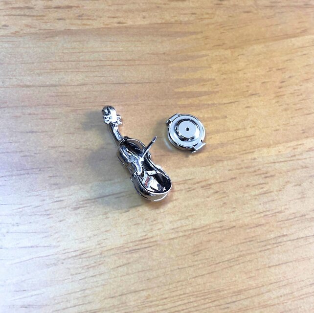 銀製【ビオラ】シルバー音楽ピンバッジ ヴィオラ Viola Pins ケース付