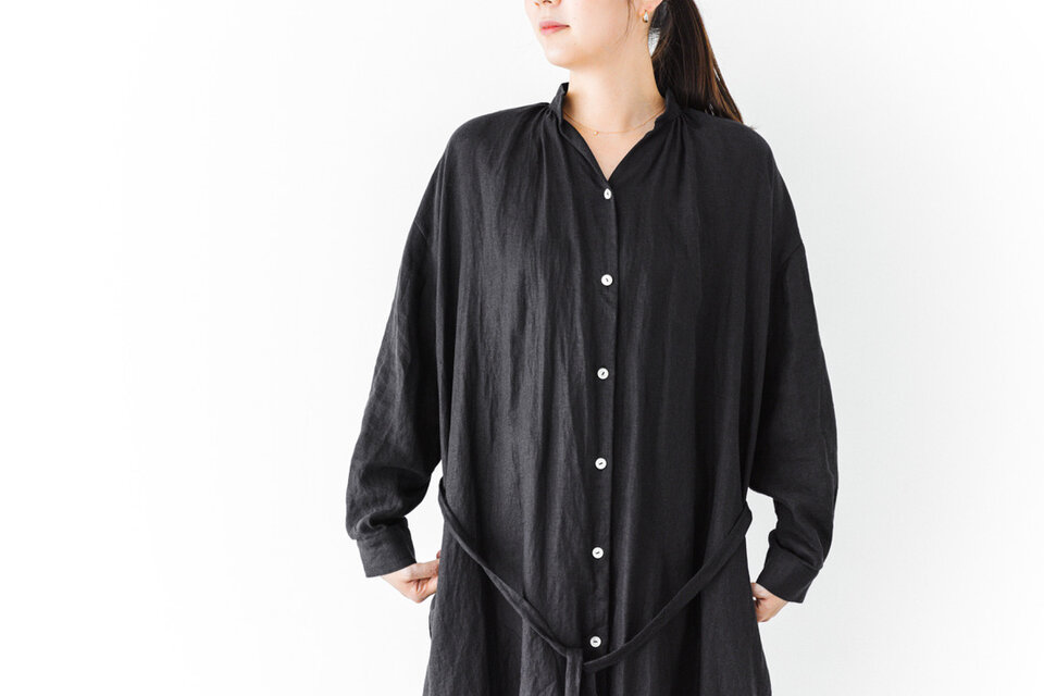 羽織れるシャツワンピ ブラックリネン No.182-01 | iichi 日々の暮らし