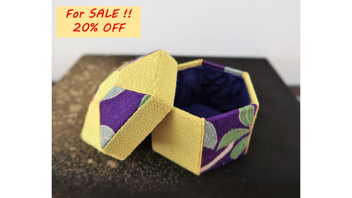 カルトナージュ,六角小箱，縮緬