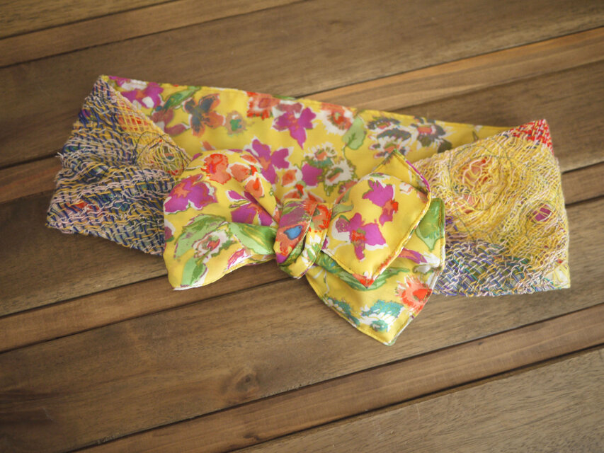 手織り　リボンスカーフ　ヘアバンド