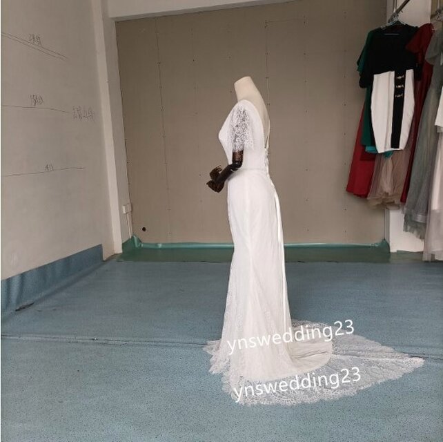 大人気上昇！ホワイトウエディングドレス 3D立体レース刺繍 パール ...