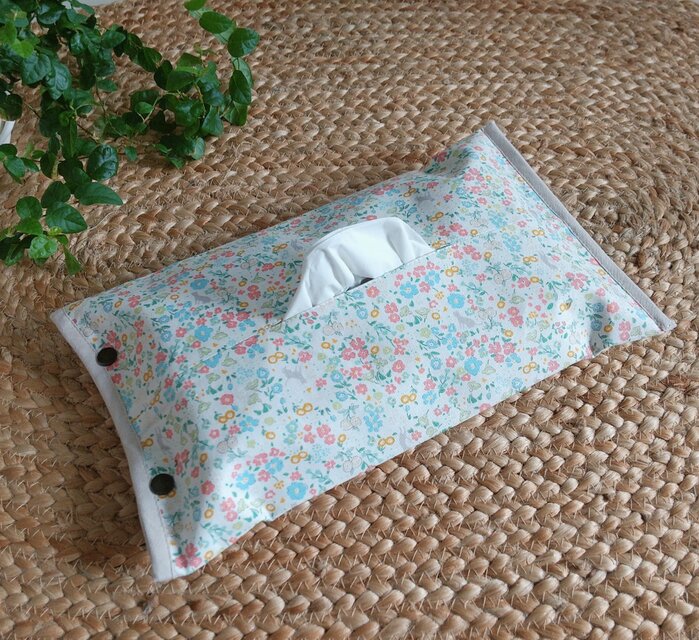 ガーデンキャット柄Pのティッシュボックスカバー