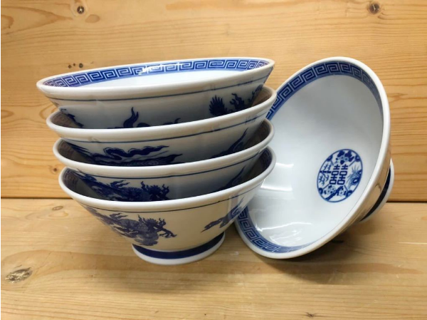 新品】美濃焼製 染付龍雷紋 拉麺鉢 5個組 1個のサイズ/直径/約21.5cm×高さ/約8cm | iichi  日々の暮らしを心地よくするハンドメイドやアンティークのマーケットプレイス