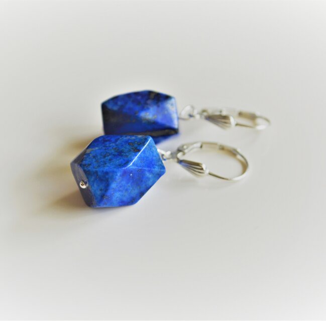 ★ナゲットカットラピスラズリのフレンチフックピアス＊SILVER925★