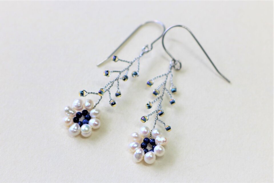 淡水真珠ピアス　受注製作　（ｗ－２）