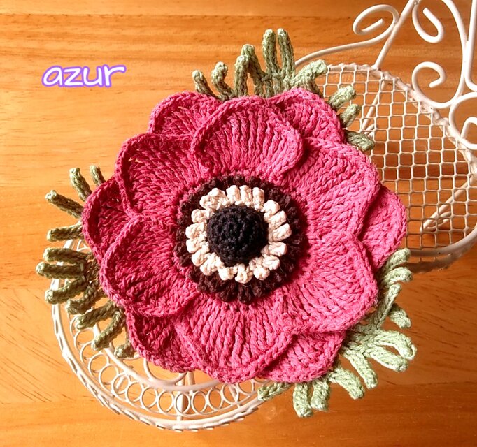 アネモネ１輪のコサージュ（大） ウィンターローズ