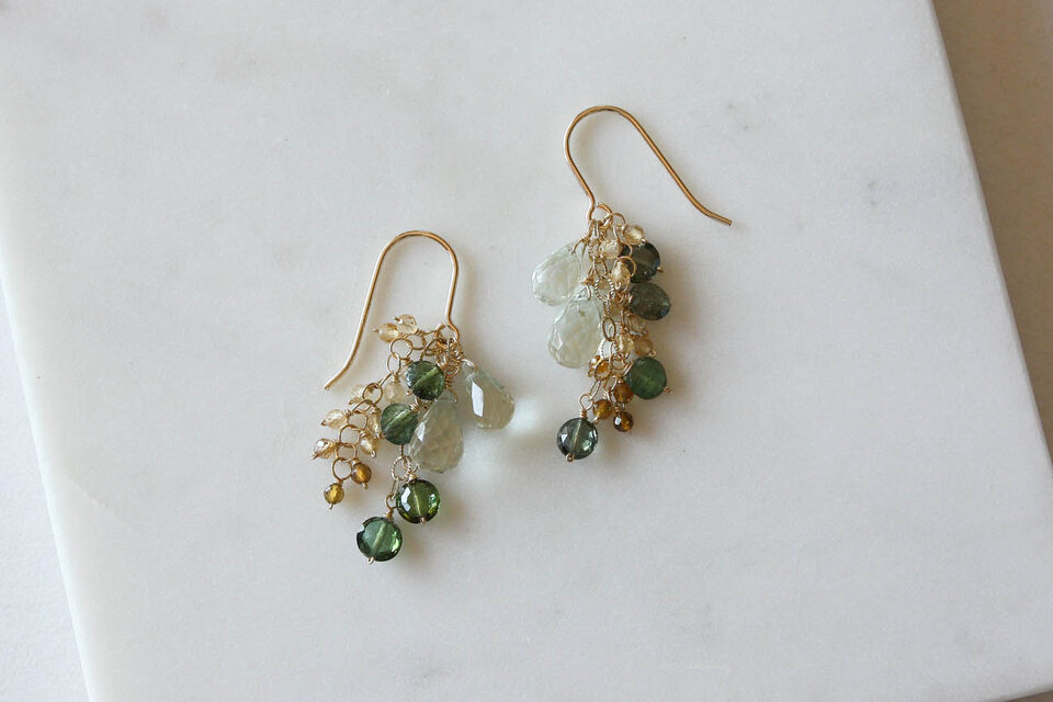 No. 783 グリーンアメジストとトルマリンのピアス