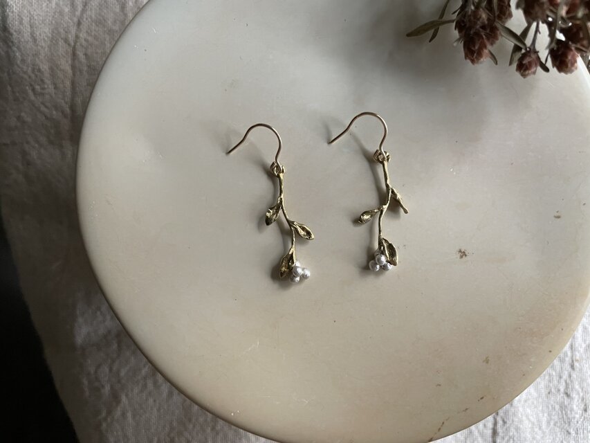 ドライフラワー耳飾り＜short＞