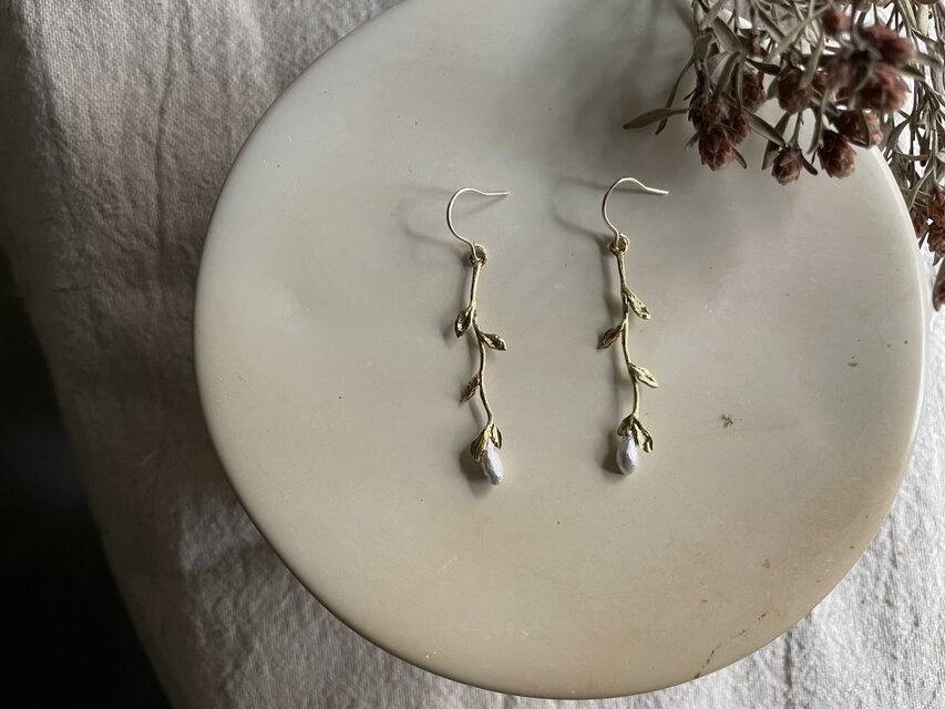 ドライフラワー耳飾り＜long＞