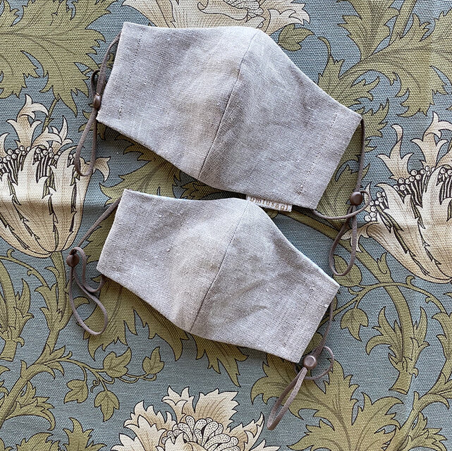 SALE ダークフラックスリネンのマスク  コドモM・Lサイズ リネン100%