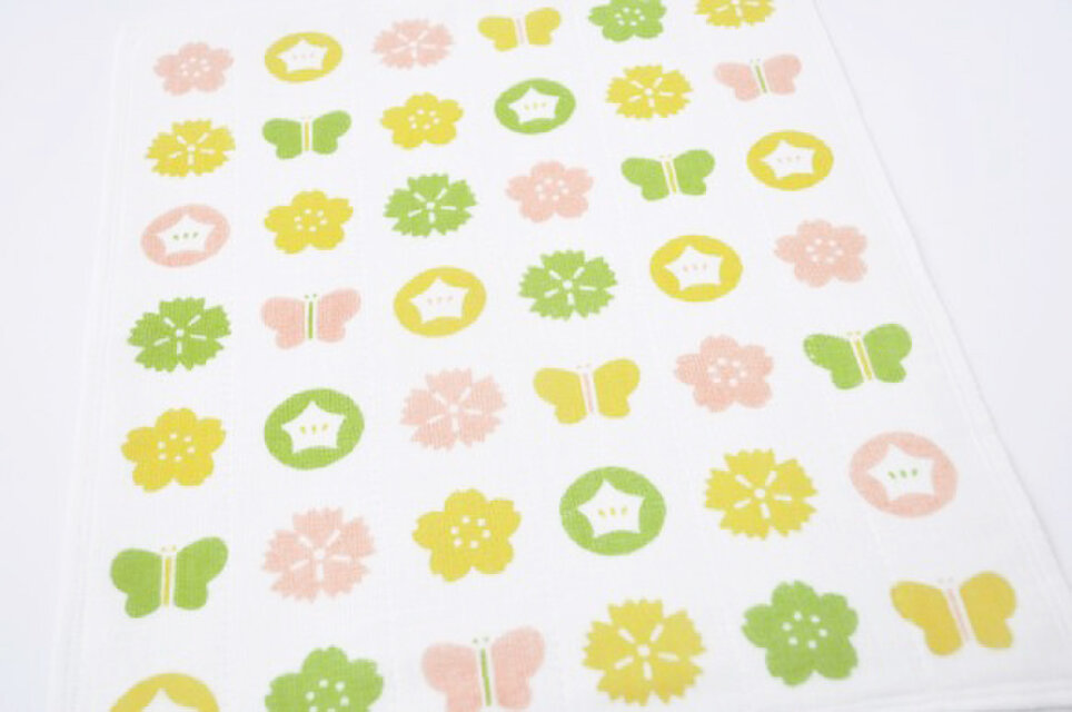 かやのふきん「お干菓子（ピンク）」　作者：粟辻デザイン