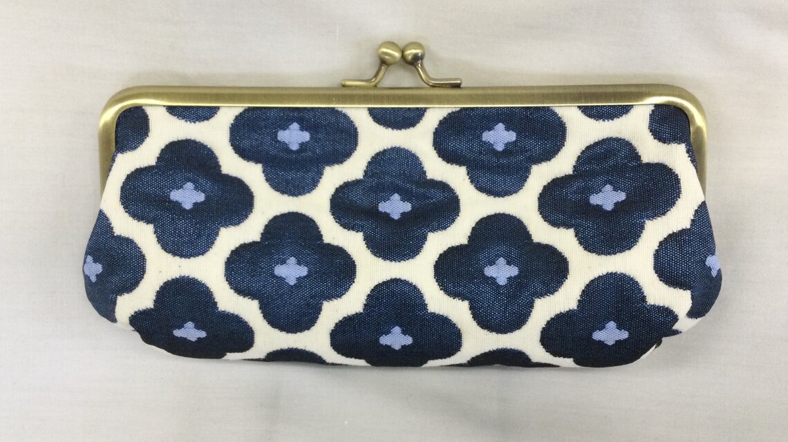 フランス生地　花柄　がま口ペン、メガネケース　