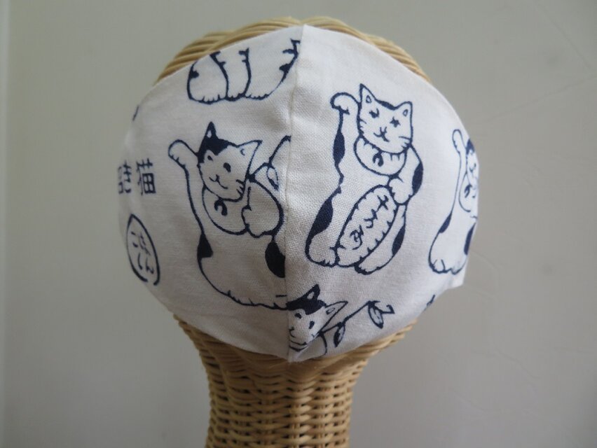 送料無料　招き猫のマスク　藍染め