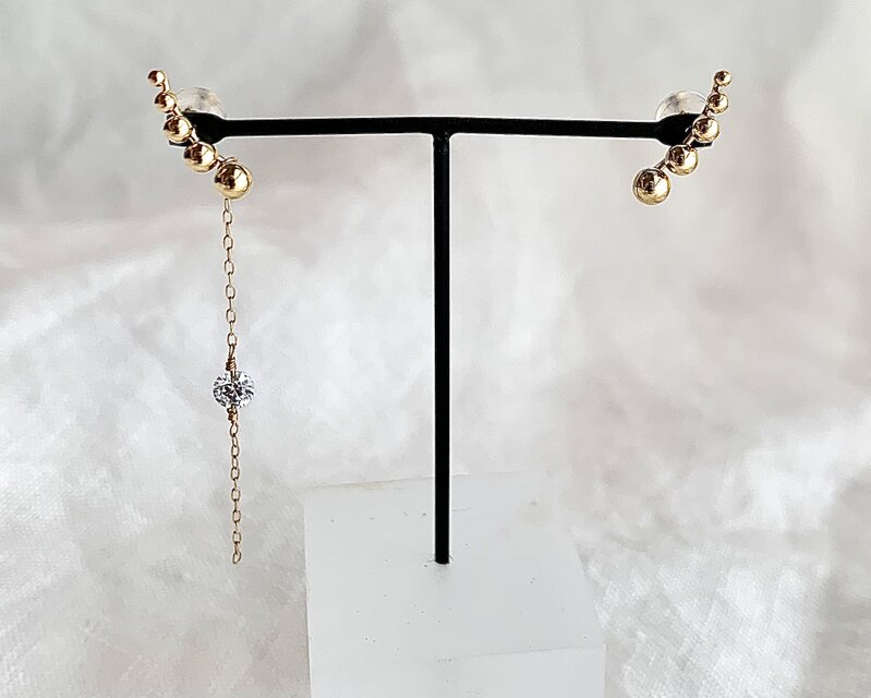 Rain 雨粒 K18 YG ピアス ダイヤ