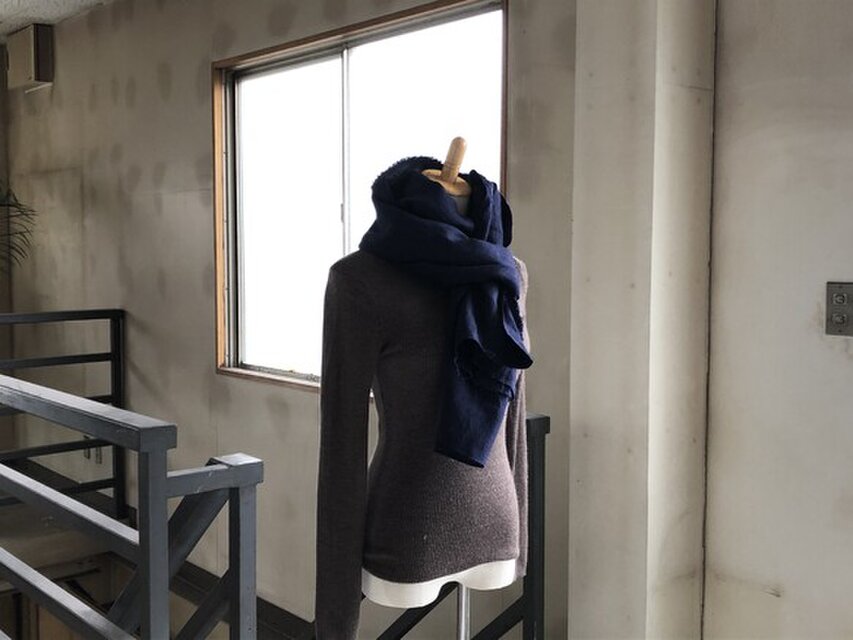 ベルギーリネン手染め起毛リネン　ストールハーフサイズ　W53