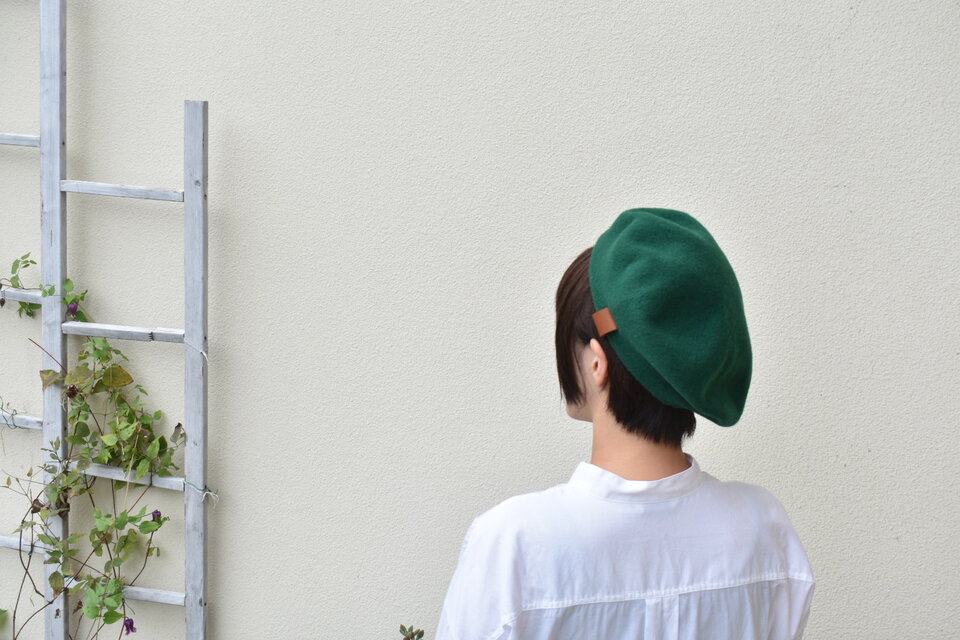 チェコ産 100%ウール ベレー帽　みどり