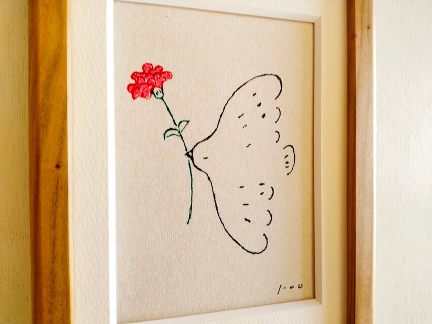 原画 「幸せを運ぶ（カーネーション）」※2Lサイズ木製額縁入り