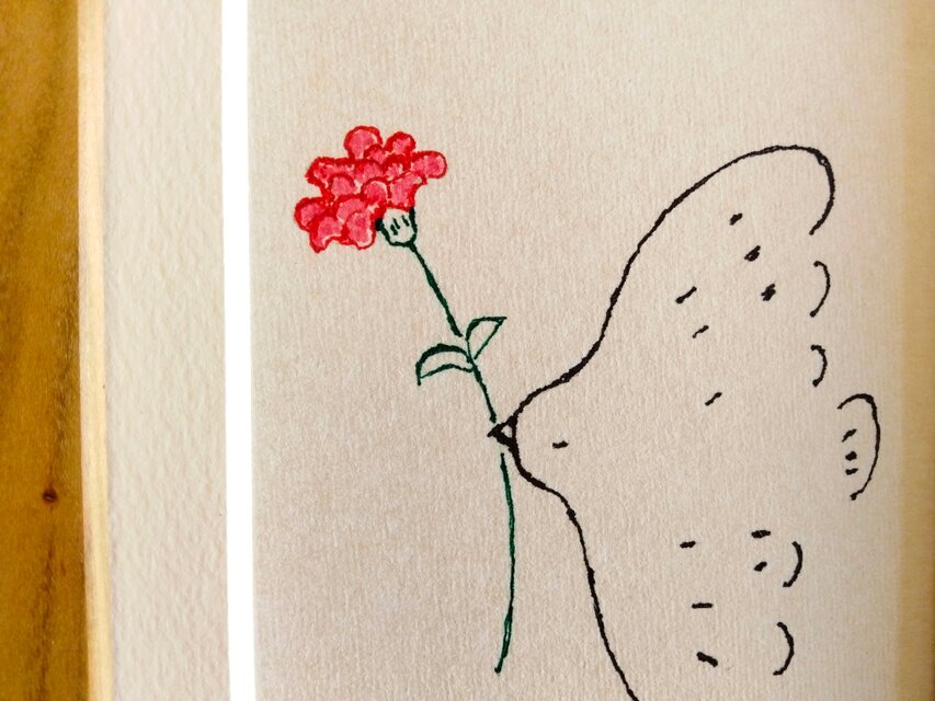 原画 「幸せを運ぶ（カーネーション）」※2Lサイズ木製額縁入り