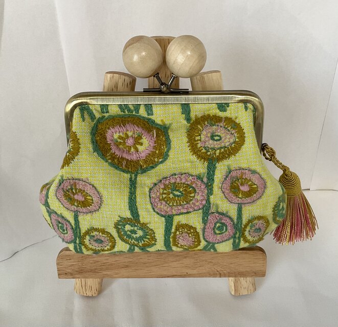 ミナペルホネン　path 大きい木玉親子がま口ミニ財布　