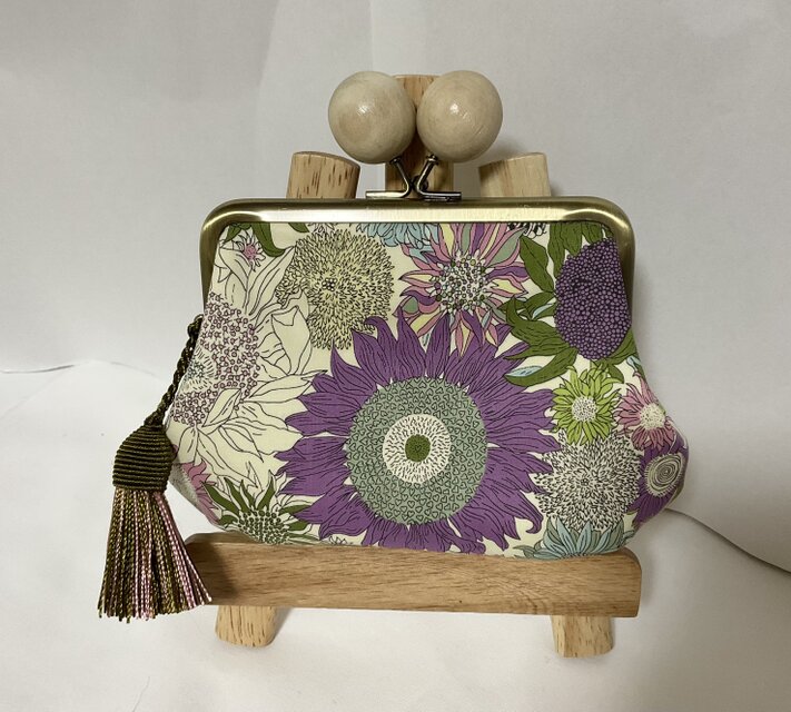 リバティ　スモールスザンヌ　大きめ木玉親子がま口ミニ財布　