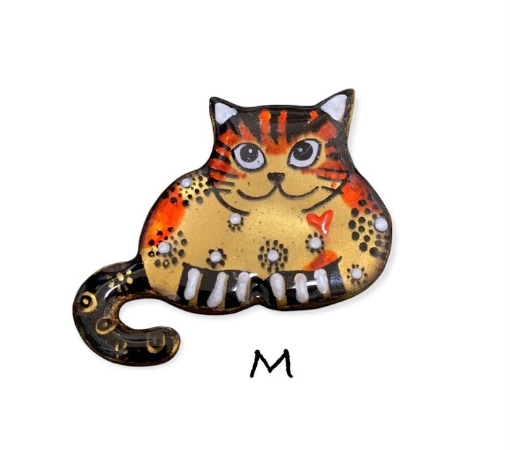 猫のピカピカブローチ　M　(ゴールド)