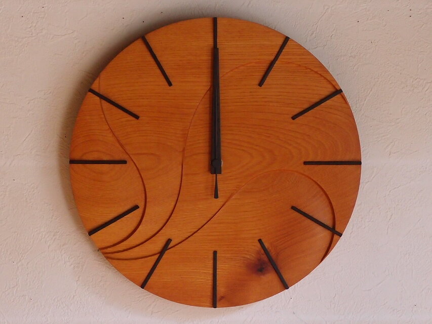 無垢の木の電波掛け時計　けやき　００８８