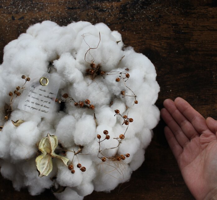 YUI] cotton wreath 「結」コットンのリース 綿花 ナチュラル ドライ ...