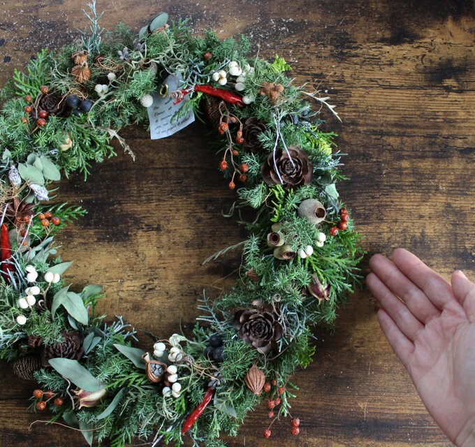 Christmas wreath ２０２１ クリスマスの細身リース 【約３０～３２