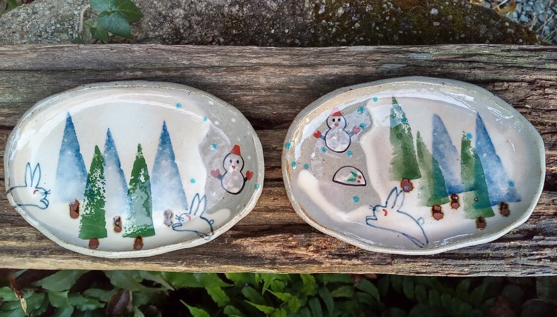 冬の楕円小皿(大)