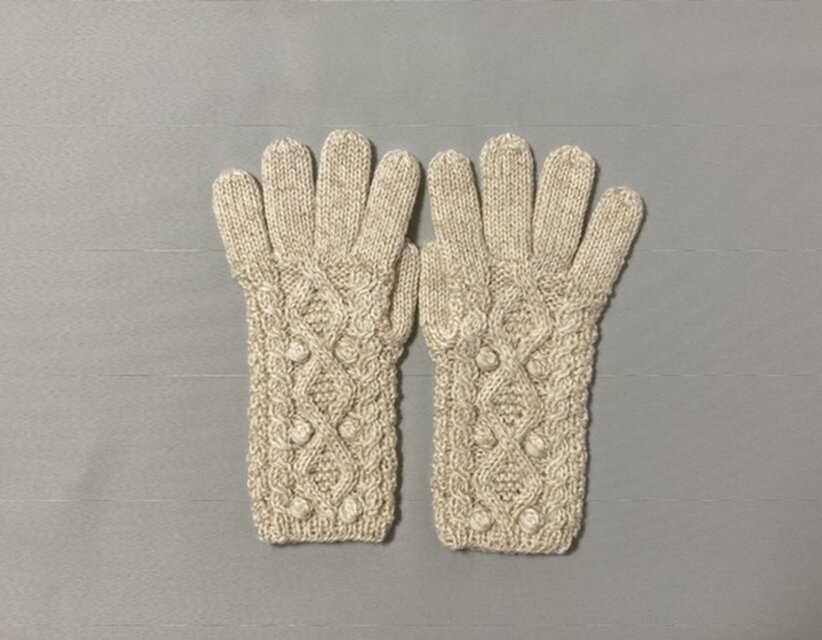 【受注制作】5本指手袋アルパカ×ラムウールオフホワイトベージュ系