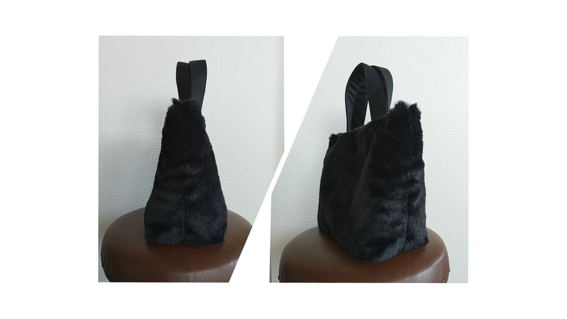 ブラックのソフトファートートバッグS | iichi 日々の暮らしを心地よく