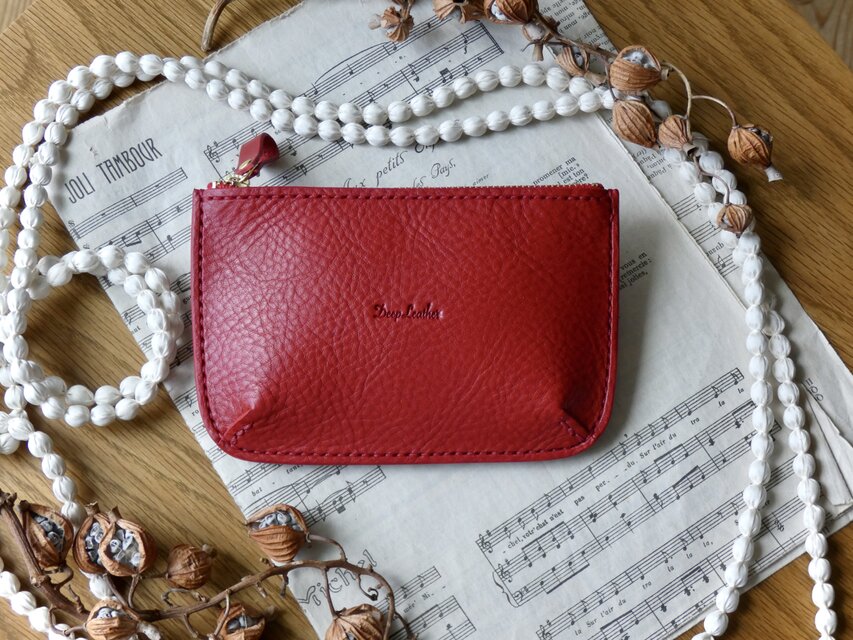 イタリア革のピッコロポーチ／赤